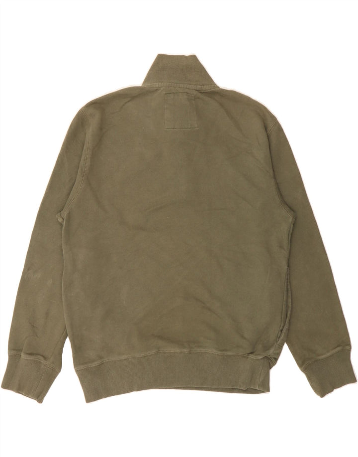 IZOD Mens Button Neck Sweatshirt Jumper Small Khaki Cotton Vintage Izod and Second-Hand Izod from Messina Hembry 
