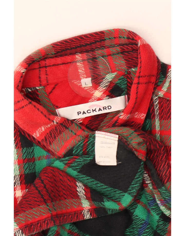 Packard Mens Flannel Shirt Large Red Plaid Cotton