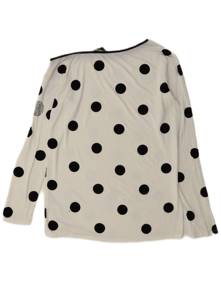 Liu Jo Womens Top Long Sleeve IT 42 Medium White Polka Dot Viscose