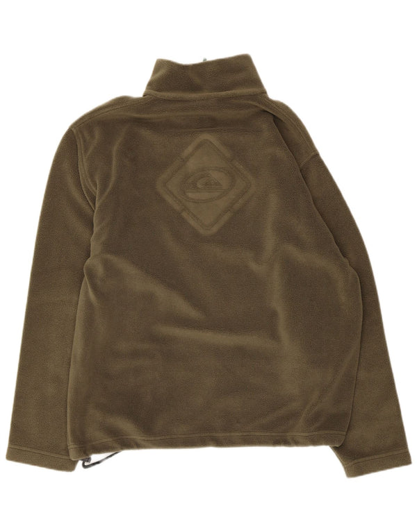 Quiksilver Mens Zip Neck Fleece Jumper Small Khaki Polyester