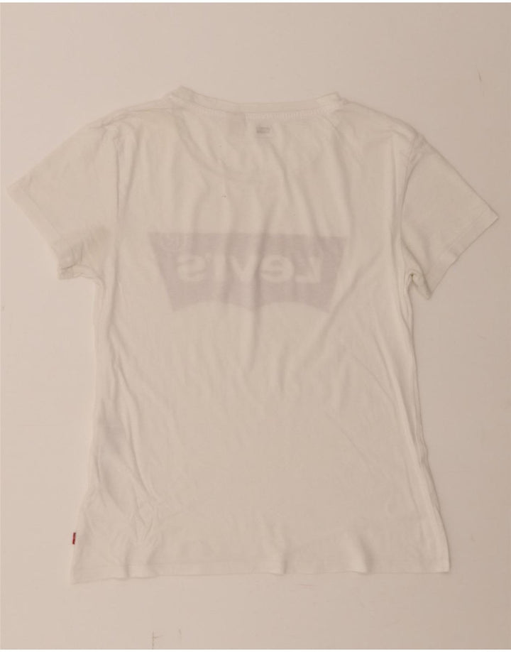 LEVI'S Womens Graphic T-Shirt Top UK 10 Small White Vintage Levi's and Second-Hand Levi's from Messina Hembry 