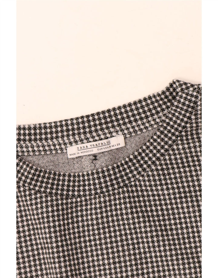 Zara Womens Long Sleeve Blouse Top UK 12 Medium Black Check