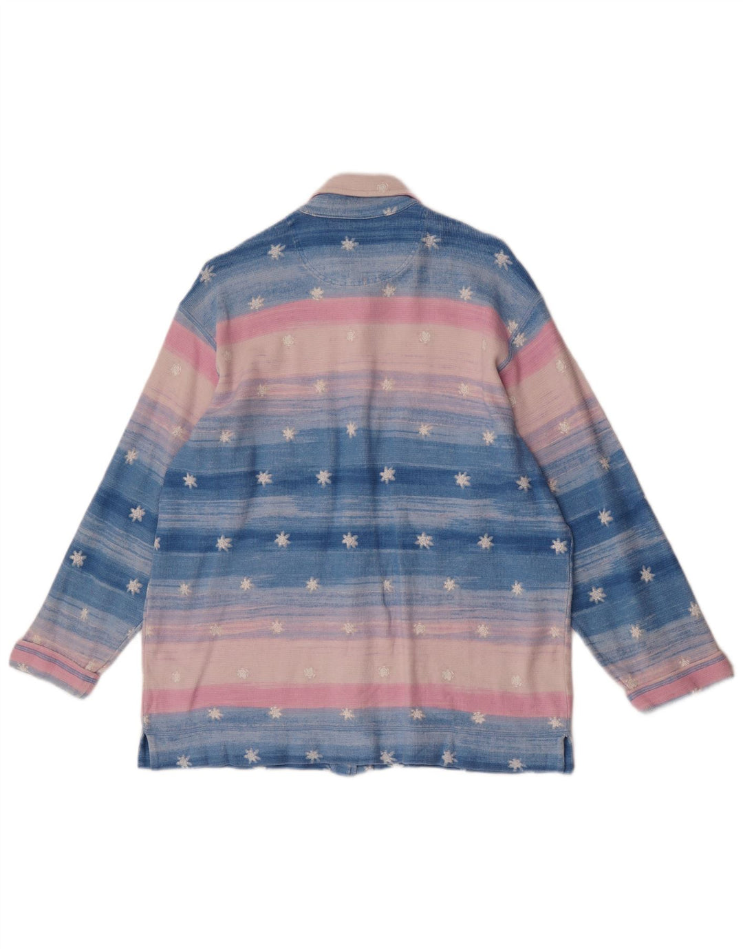 Vintage Womens Abstract Pattern Shirt Blouse UK 16 Large Blue Striped