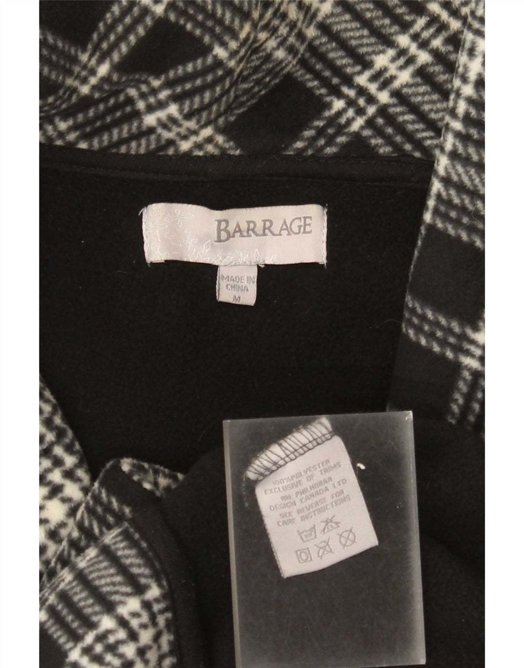 Barrage Womens Fleece Windbreaker Jacket UK 14 Medium Black Plaid Polyester