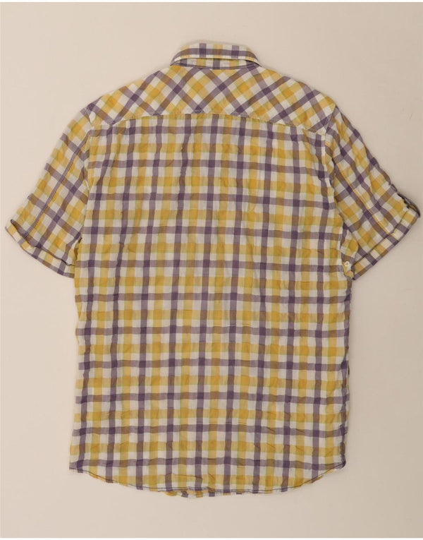 Marlboro Classics Mens Short Sleeve Shirt 2XL Yellow Gingham Cotton