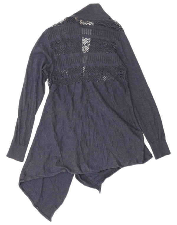 Fat Face Womens Asymmetric Cardigan Sweater UK 10 Small Navy Blue Cotton