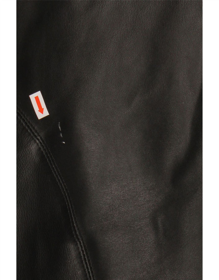 Vintage Womens 3 Button Leather Blazer Jacket UK 14 Large Black Leather