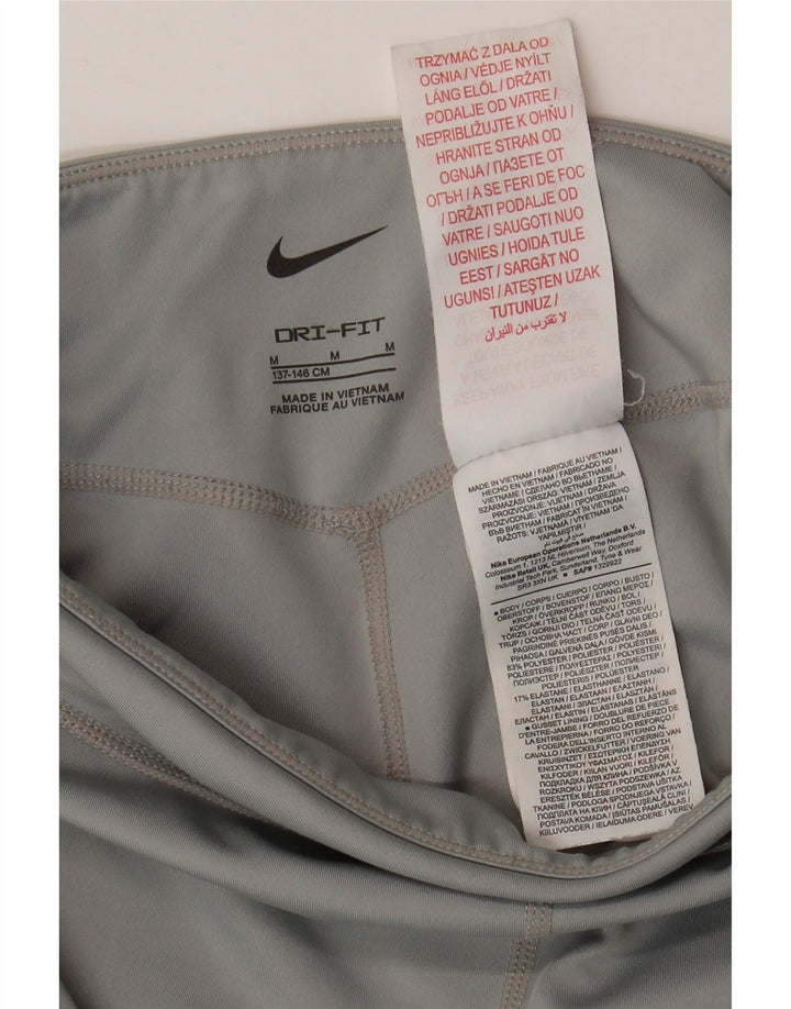 NIKE Girls Dri Fit Leggings 10-11 Years Medium Grey Colourblock Polyester