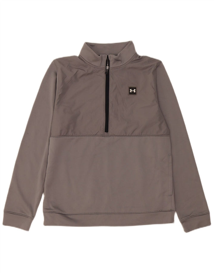 Under Armour Boys Zip Neck Sweatshirt Jumper 13-14 Years XL Grey Polyester