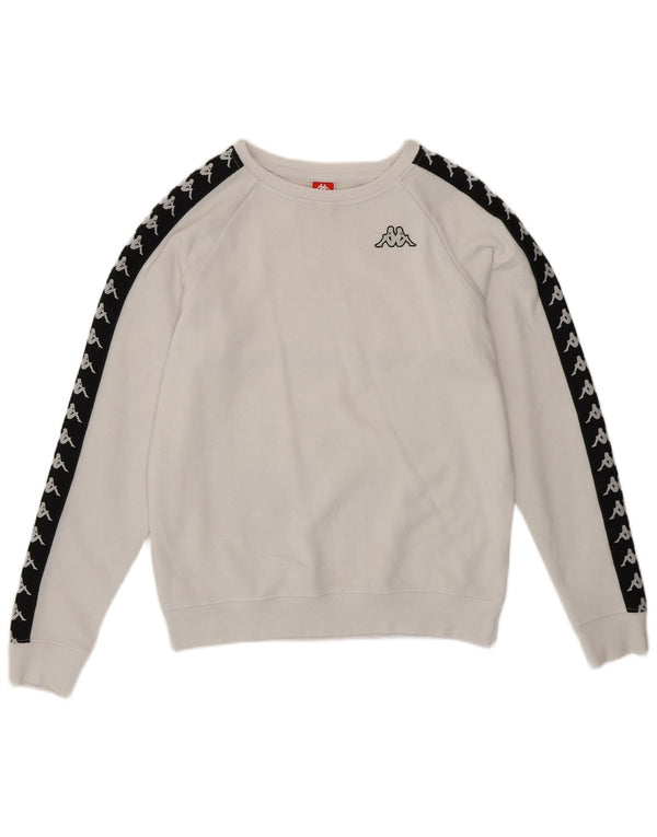 KAPPA Womens Graphic Sweatshirt Jumper UK 14 Medium White Colourblock