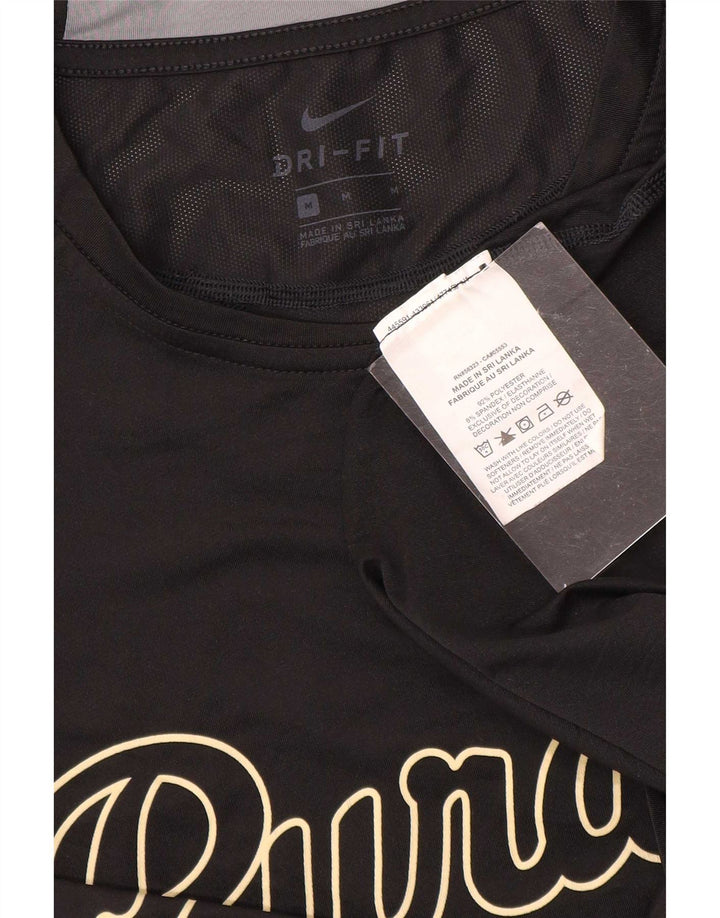 Nike Mens Dri Fit Graphic T-Shirt Top Medium Black Polyester