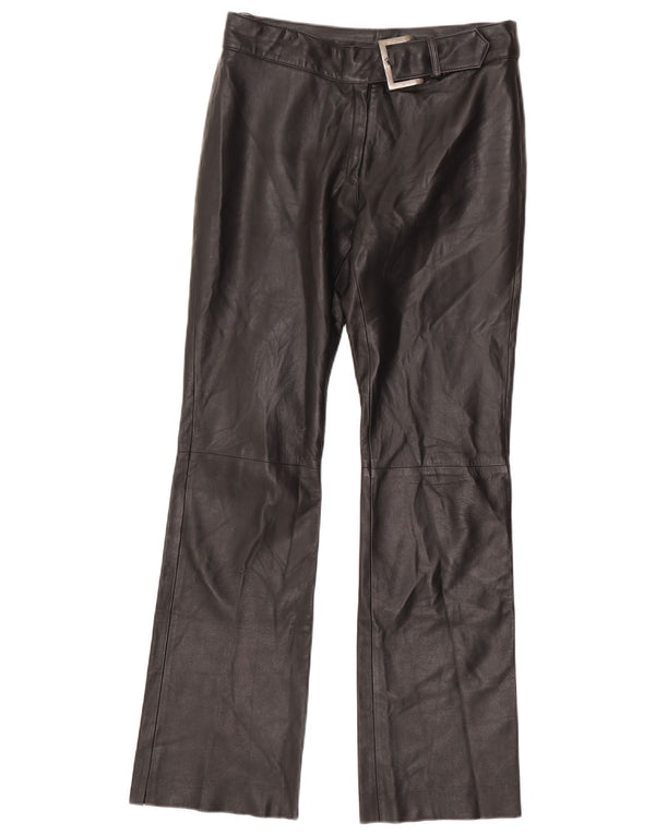 Vintage Womens Leather Straight Trousers EU 38 Medium W30 L32 Black