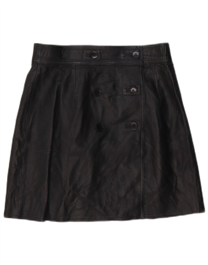 Vintage Womens Leather Skirt W28 Medium Black