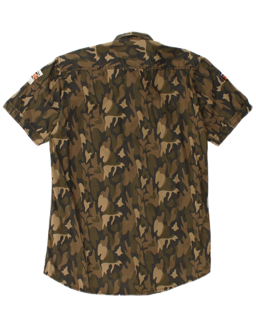 SUPERDRY Mens Short Sleeve Military Shirt Large Multicoloured Camouflage