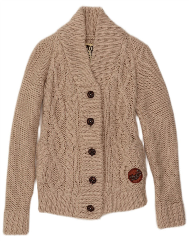 KHUJO Womens Cardigan Sweater UK 8 Small Beige