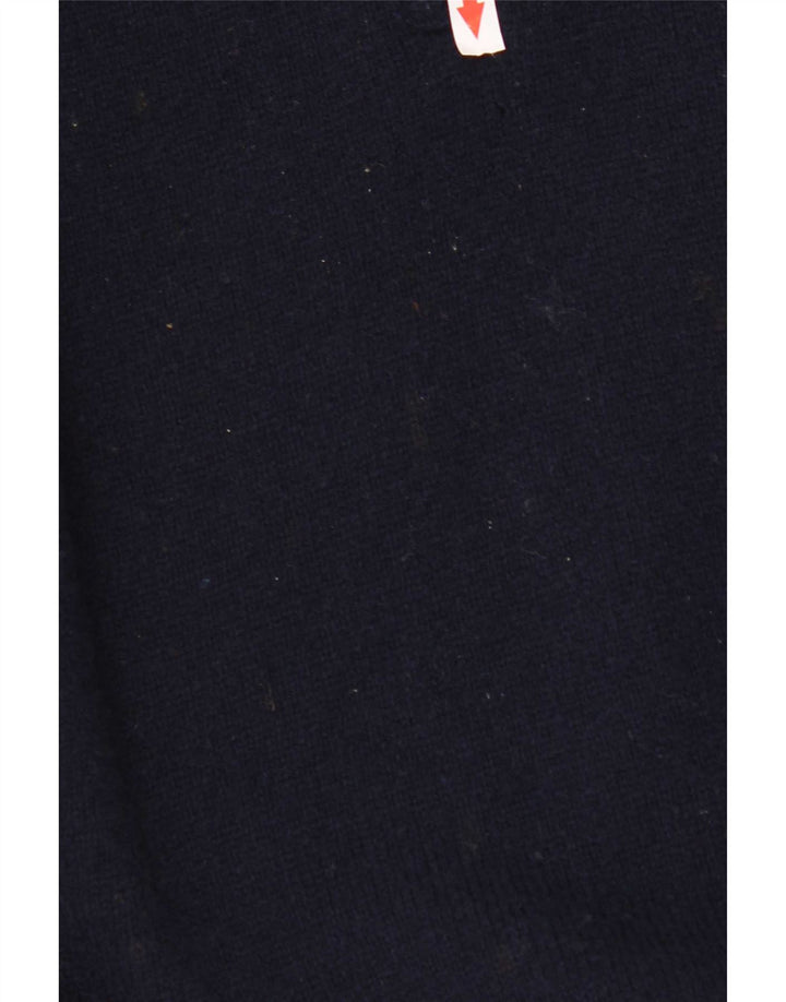 Musto Mens Zip Neck Jumper Sweater Large Navy Blue Lambswool