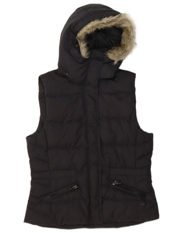 ESPRIT Womens Hooded Padded Gilet UK 14 Medium Black