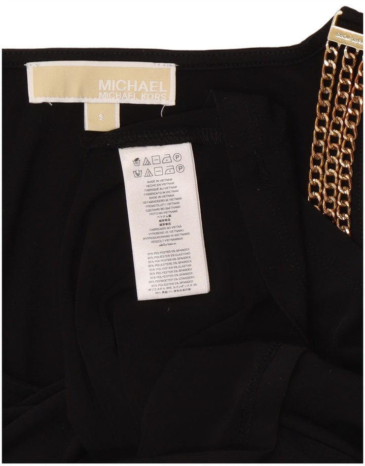 Michael Kors Womens Sleeveless Blouse Top UK 10 Small Black Polyester