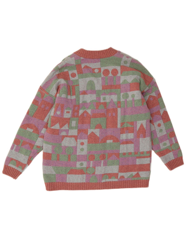 Stefanel Womens Cardigan Sweater UK 18 XL Multicoloured Geometric