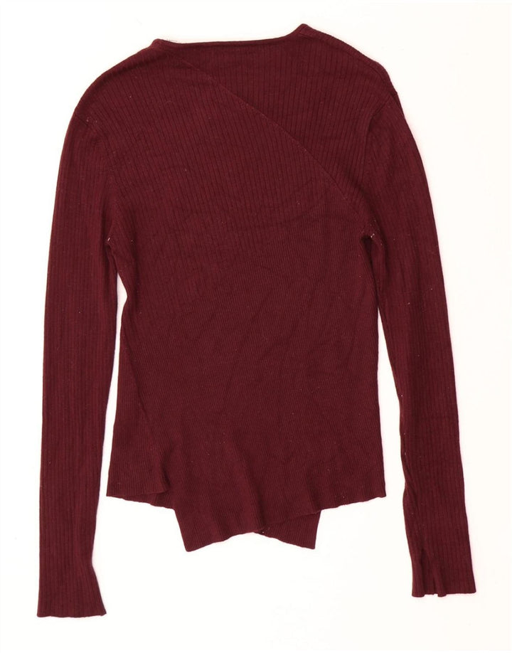 Jack Wills Womens Boat Neck Jumper Sweater UK 10 Small Burgundy Viscose