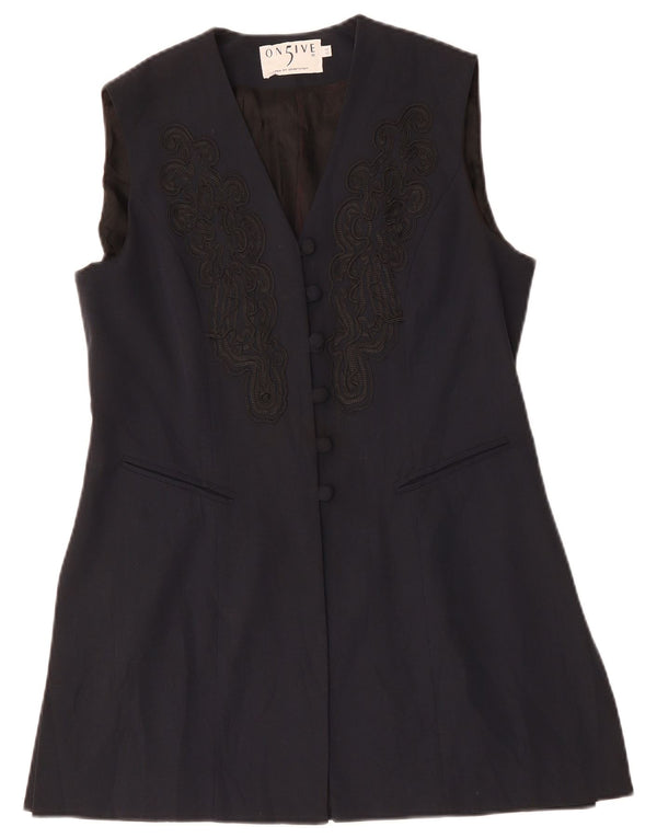 SPORTSTAFF Womens 6 Button Blazer Jacket IT 44 Medium Navy Blue Paisley