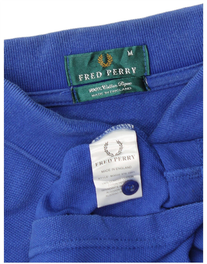 FRED PERRY Mens Polo Shirt Medium Blue Cotton