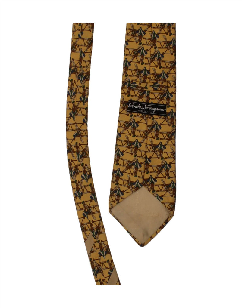 SALVATORE FERRAGAMO Mens Graphic Tie One Size Yellow Silk Vintage Salvatore Ferragamo and Second-Hand Salvatore Ferragamo from Messina Hembry 