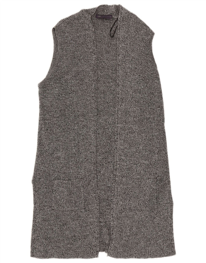 Marks & Spencer Womens Sleeveless Cardigan Sweater UK 14 Medium Grey