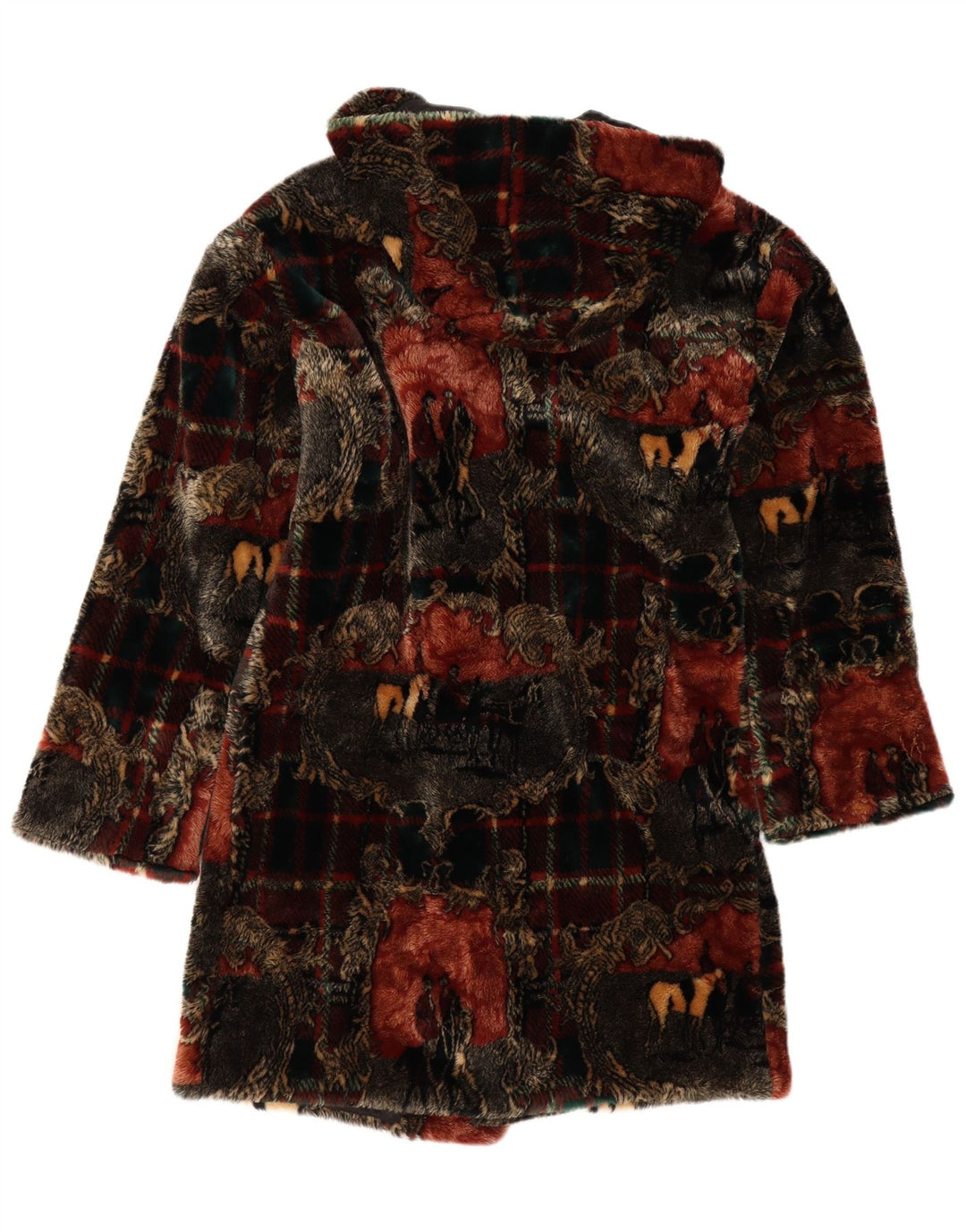 Donnybrook Womens Hooded Duffle Coat UK 12 Medium Multicoloured Check