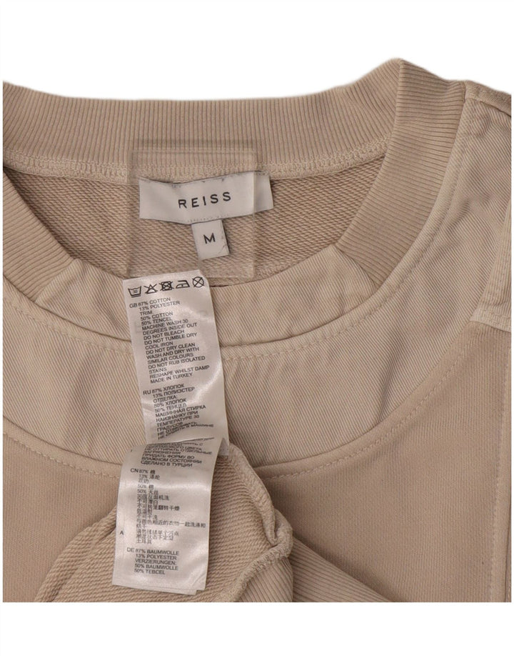 REISS Womens Sweatshirt Jumper UK 14 Medium Beige Cotton