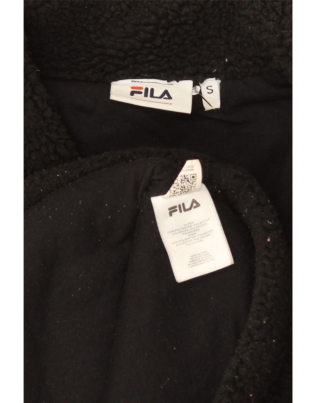Fila Womens Graphic Fleece Jacket UK 10 Small Black Polyester