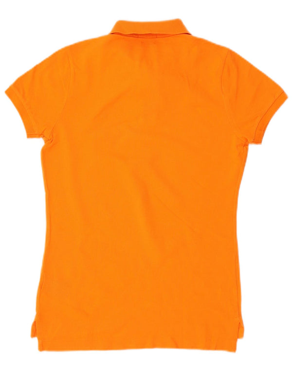 POLO RALPH LAUREN Womens Skinny Polo Shirt UK 10 Small Orange Cotton