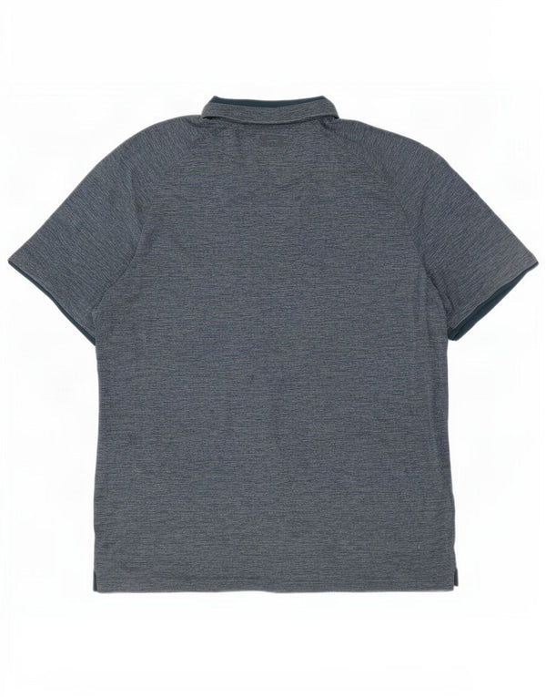 Under Armour Mens Heat Gear Polo Shirt Large Blue Flecked Polyester