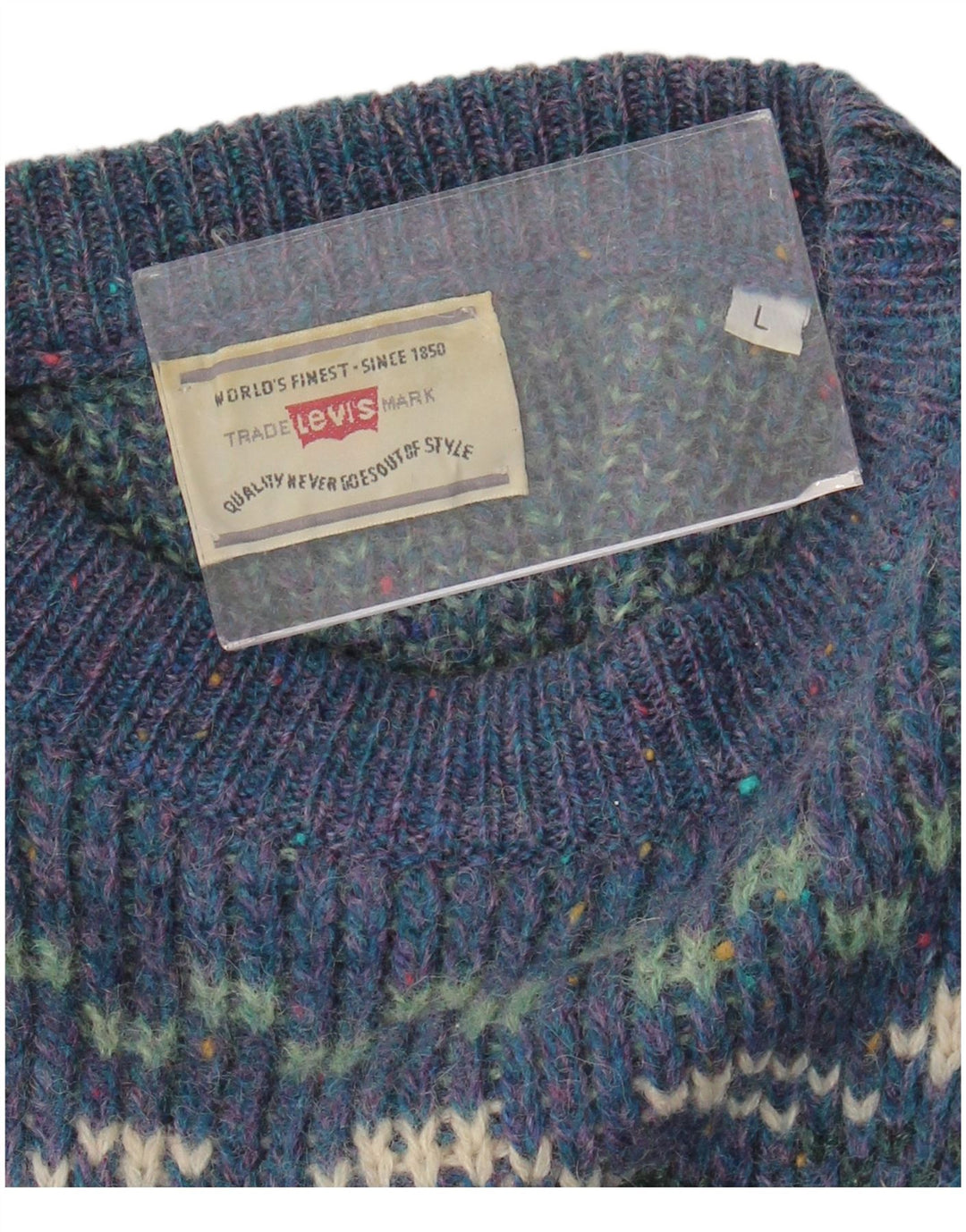 Levi's Womens Boat Neck Jumper Sweater UK 16 Large Blue Fair Isle