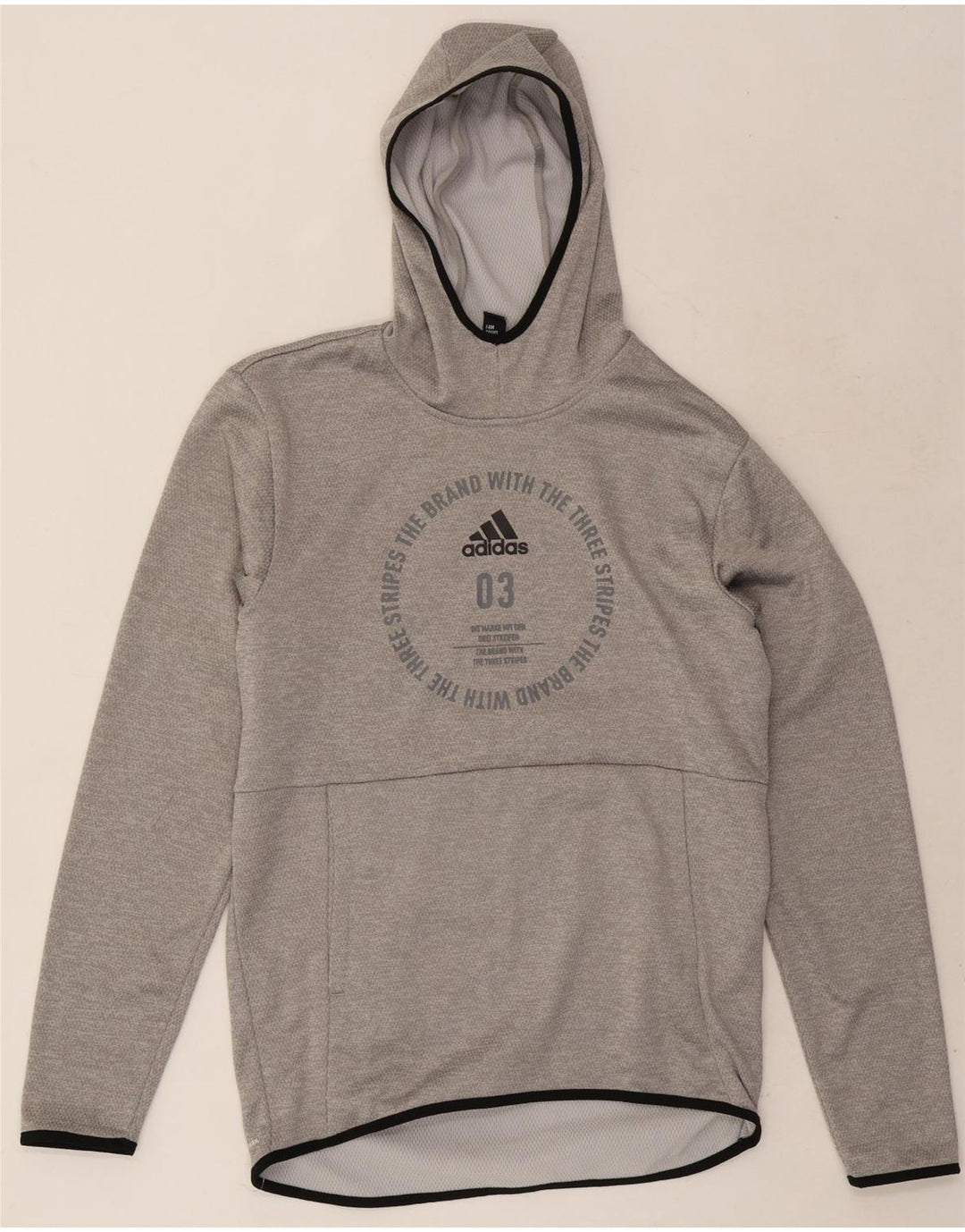 Adidas Mens Graphic Hoodie Jumper Small Grey Polyester