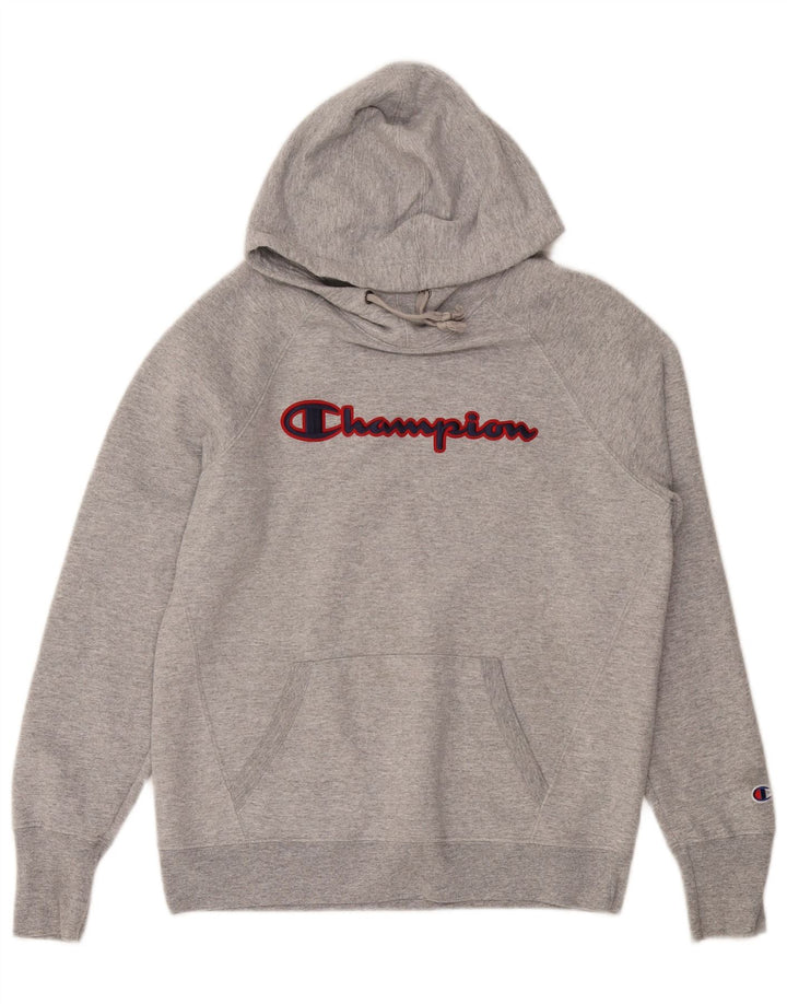 CHAMPION Mens Graphic Hoodie Jumper Small Grey Cotton