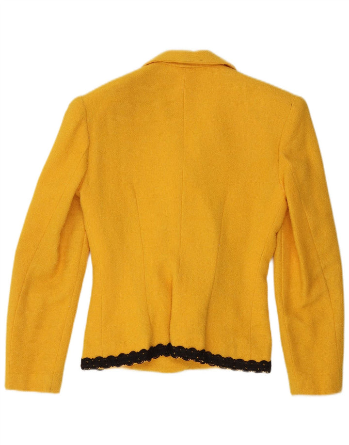 VINTAGE Womens Double Breasted Blazer Jacket UK 8 Small Yellow
