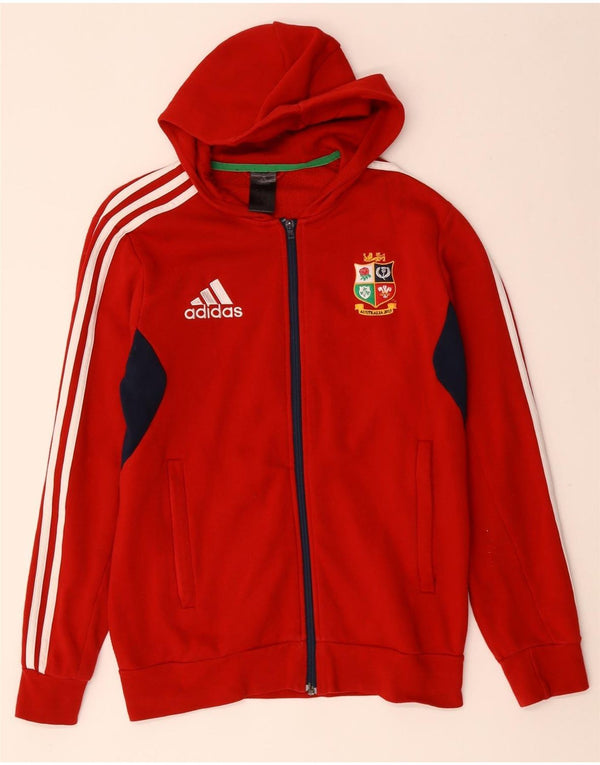 Adidas Mens Graphic Zip Hoodie Sweater UK 36/38 Small Red Cotton