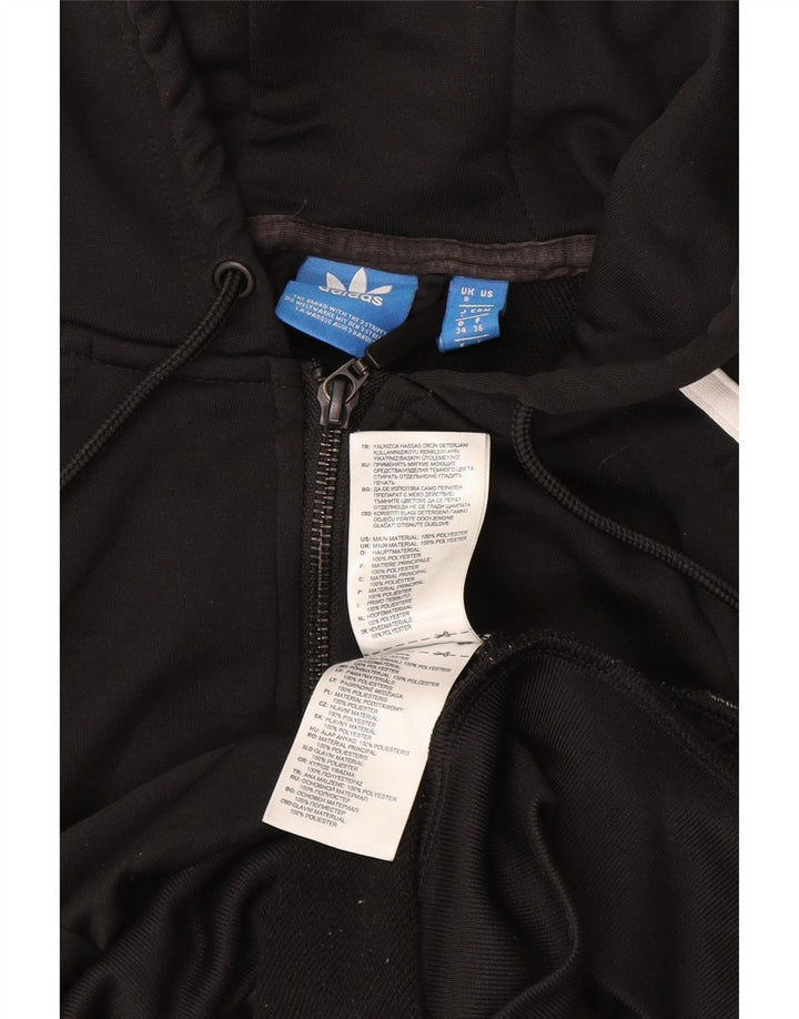 Adidas Womens Zip Hoodie Sweater UK 8 Small Black Polyester