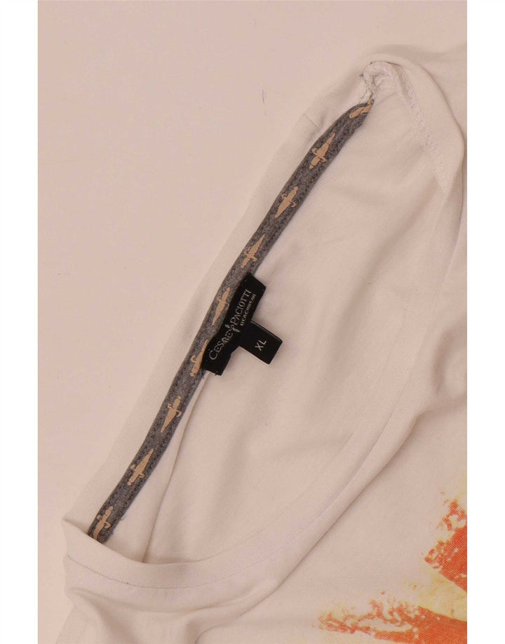 Cesare Paciotti Mens Graphic T-Shirt Top XL White