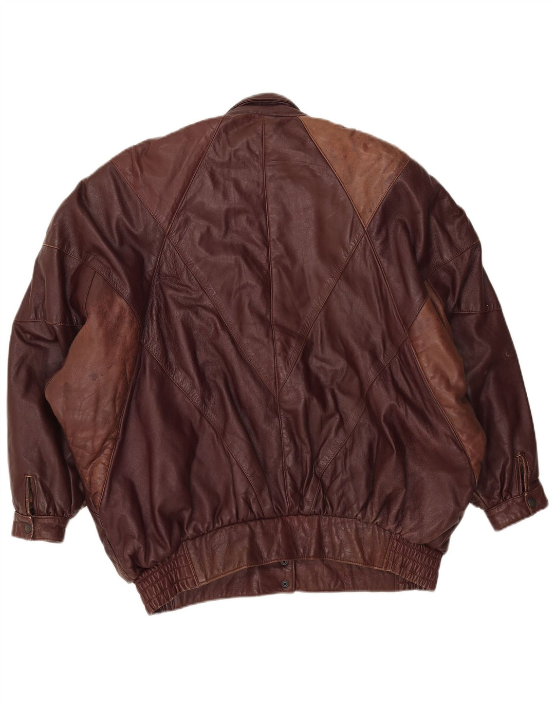 Vintage Womens Oversized Leather Jacket EU 38 Medium Brown Leather