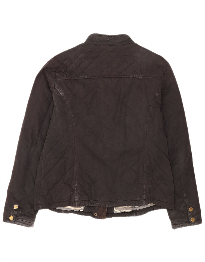 Fat Face Womens Quilted Jacket UK 14 Large Black Cotton