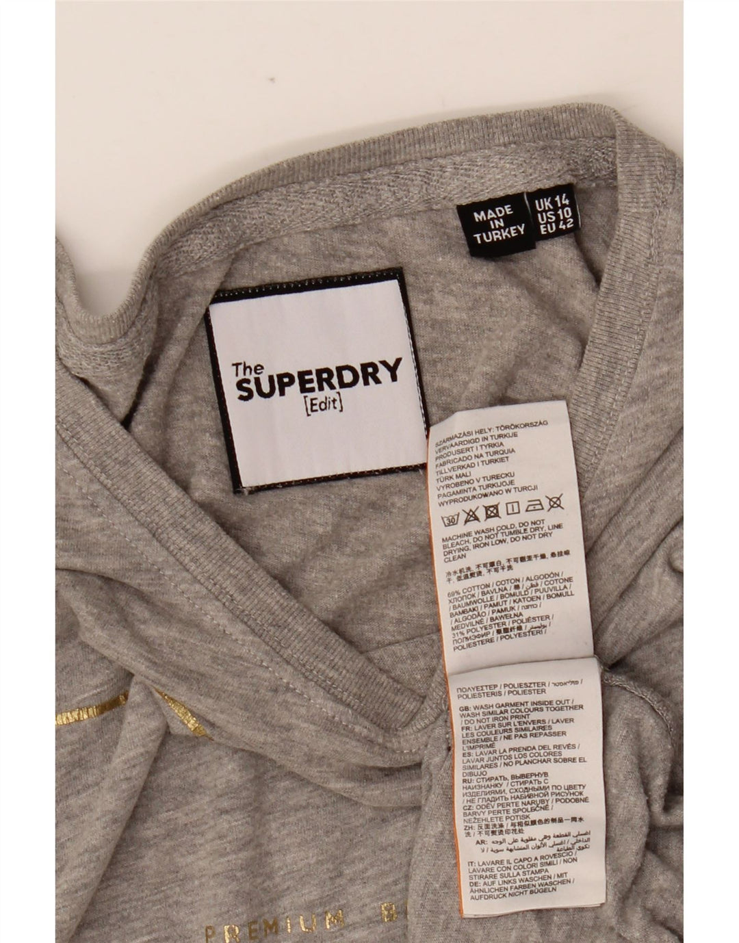 SUPERDRY Womens Graphic T-Shirt Top UK 14 Large Grey Cotton