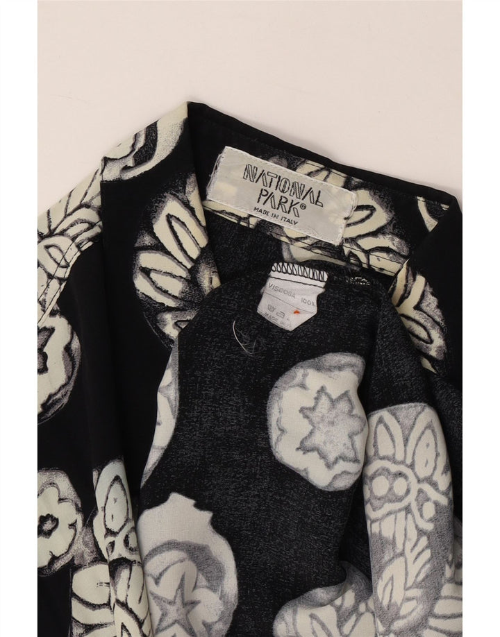 VINTAGE Mens Shirt Large Black Floral Viscose