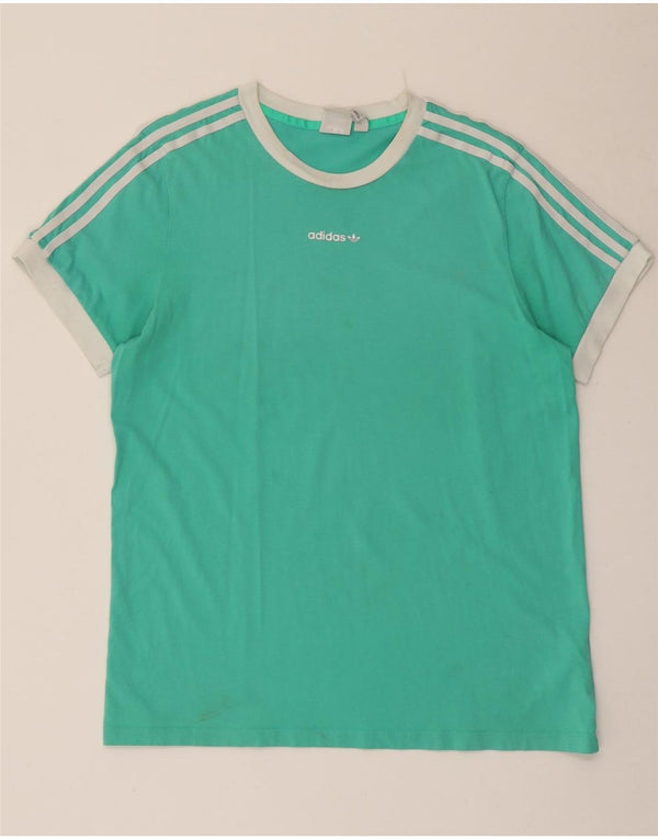 Adidas Womens T-Shirt Top UK 14 Large  Turquoise Cotton