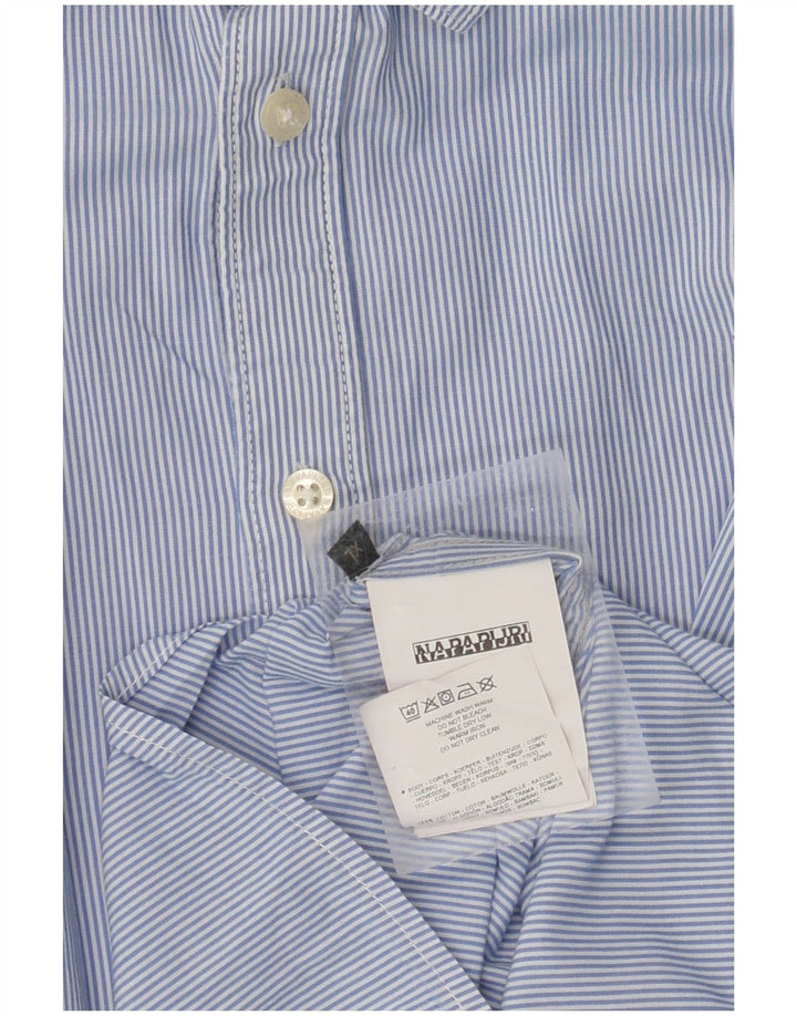 NAPAPIJRI Mens Urban Fit Shirt XL Blue Pinstripe Cotton