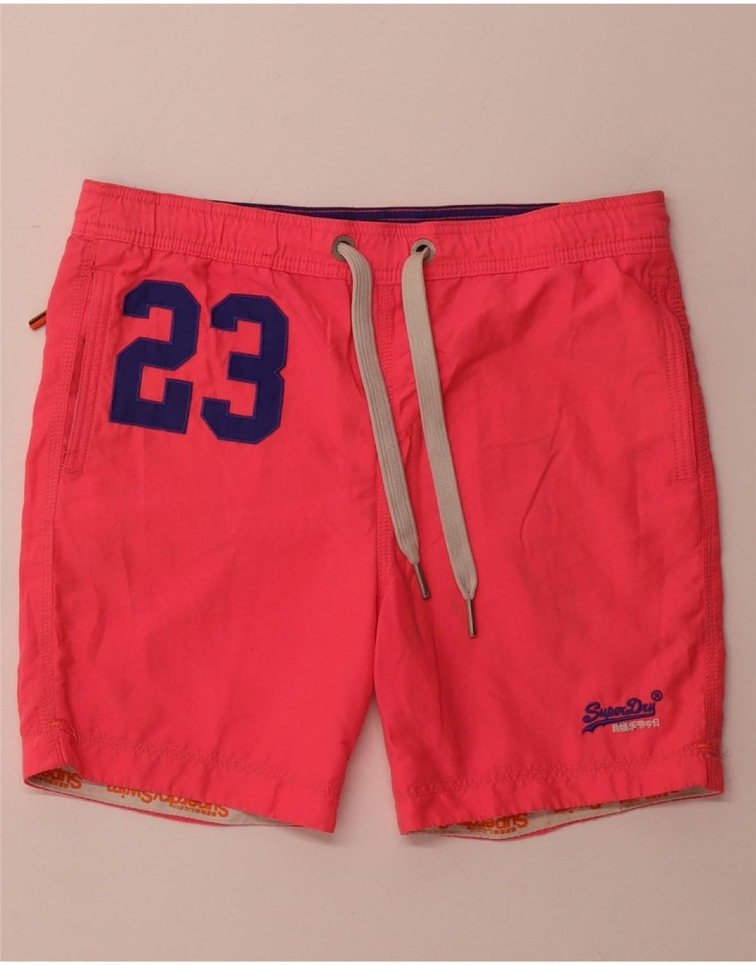 SUPERDRY Mens Graphic Swimming Shorts Small Pink Polyester