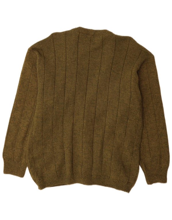 VINTAGE Mens Cardigan Sweater Large Khaki Alpaca Wool