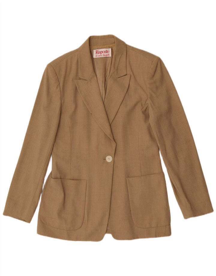 Laura Biagiotti Womens Risposte 1 Button Blazer Jacket IT 42 Medium Beige