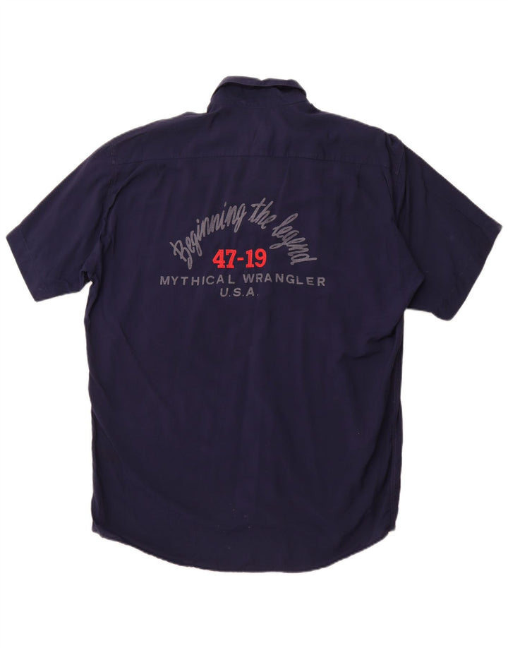 WRANGLER Mens Short Sleeve Shirt Large Navy Blue